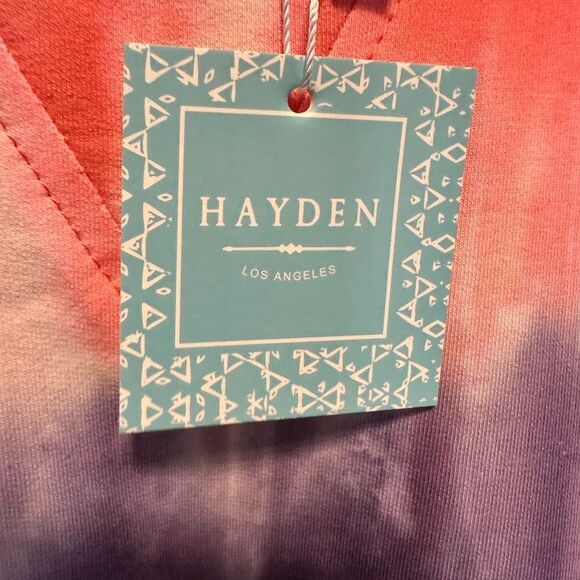 NWT Hayden Plus Size PinK Purple Tie Dye French Terry Dress Cold Shoulders - 2XL - Picture 7 of 11